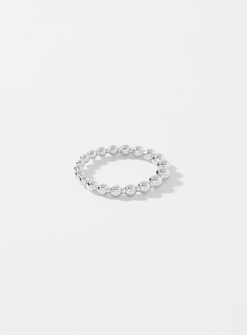 Simons Silver Metallic bead ring for women