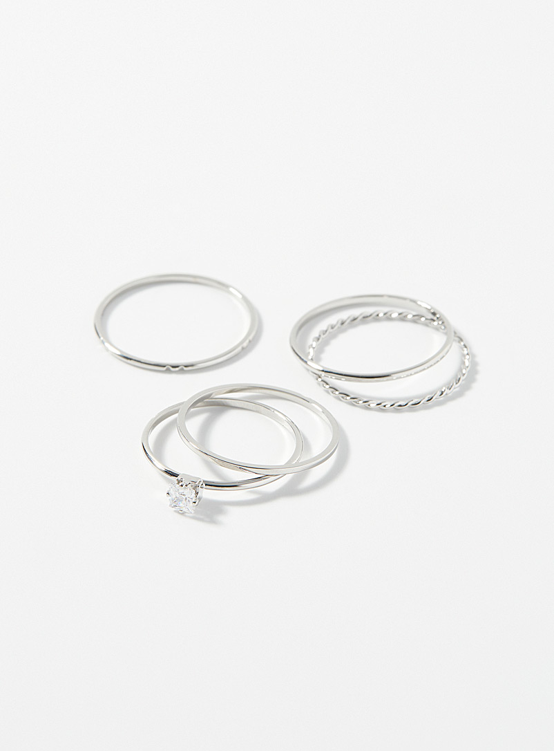 Simons Silver Simplicity rings Set of 5 for women