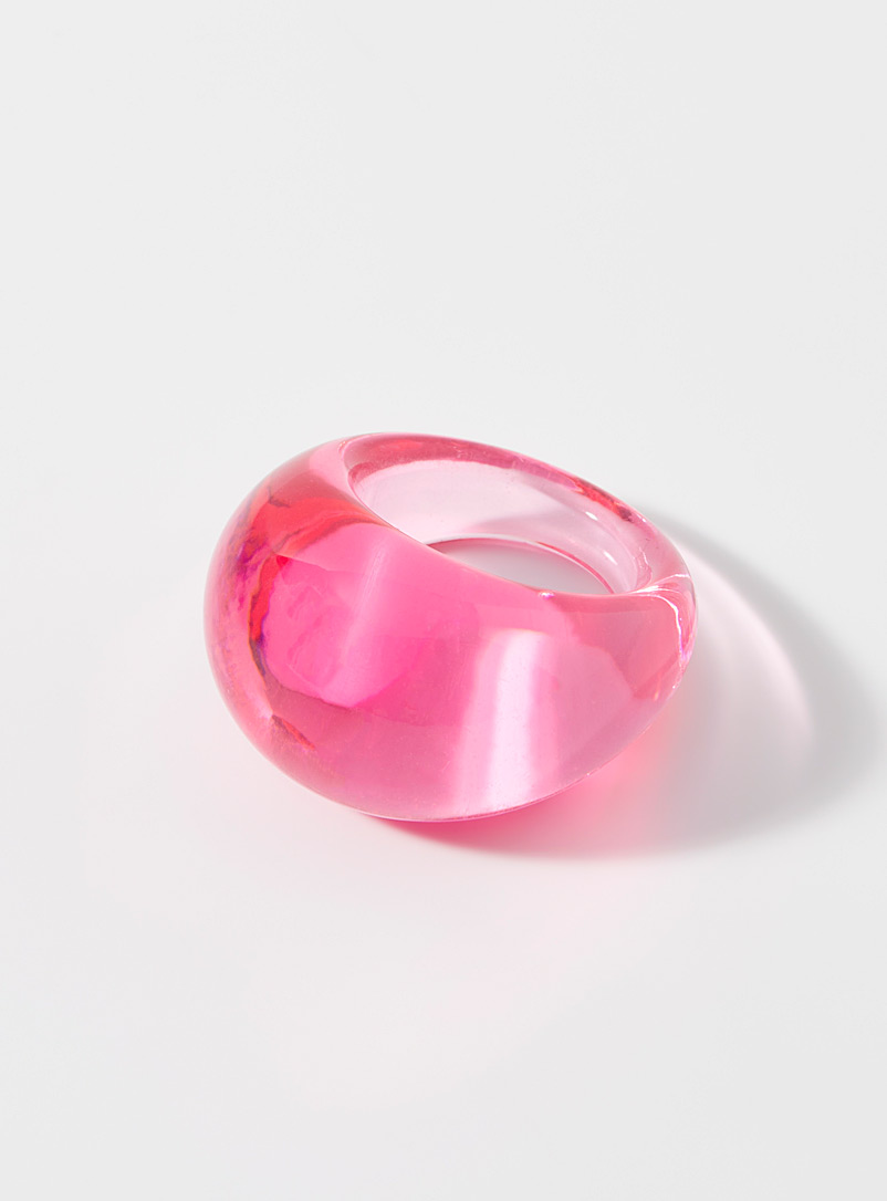 Simons Pink Monochrome dome acetate ring for women