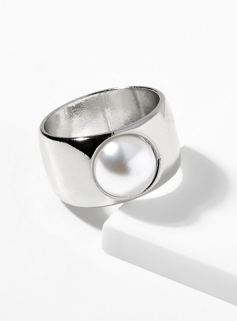 Simons Silver Large jewel ring for women