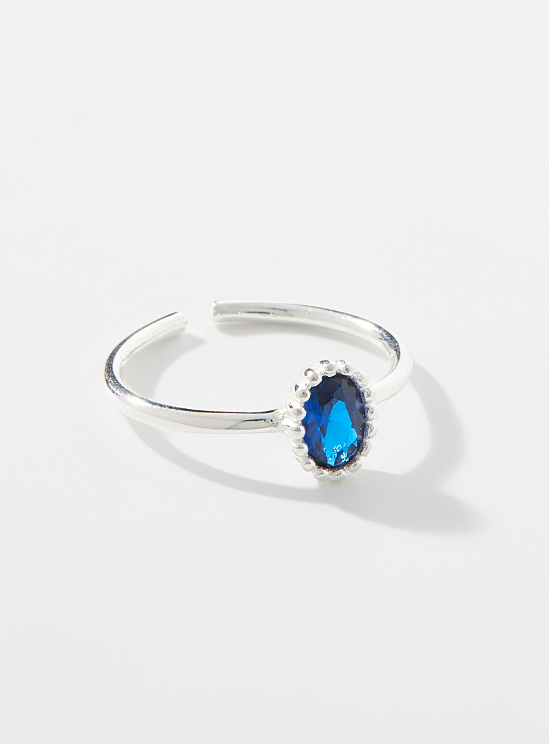 Simons Silver Sapphire blue open ring for women