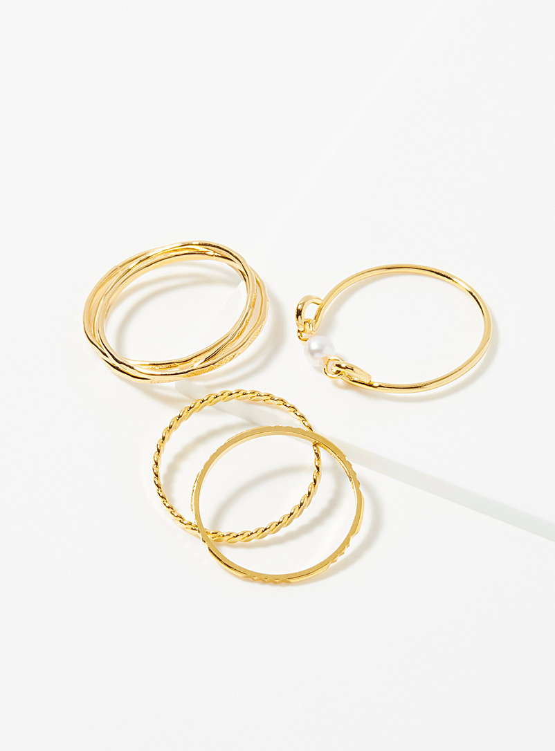 Simons Assorted Shiny minimalist rings Set of 6 for women