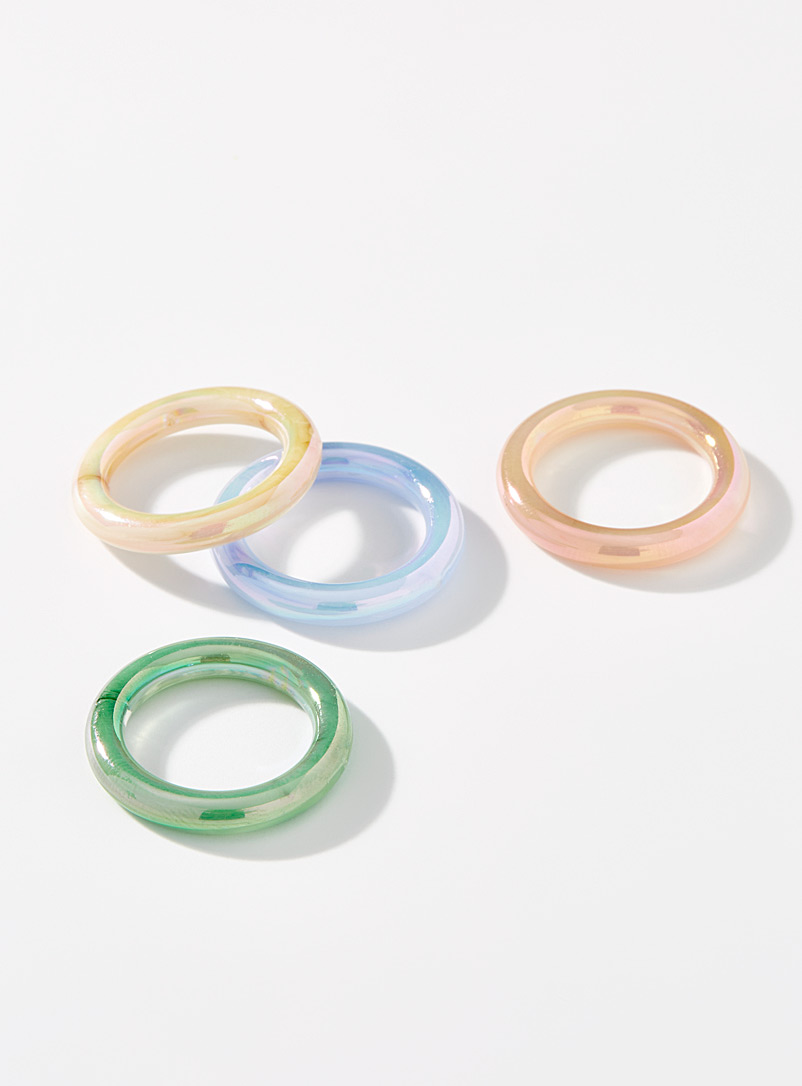 Simons Assorted Iridescent rings Set of 4 for women