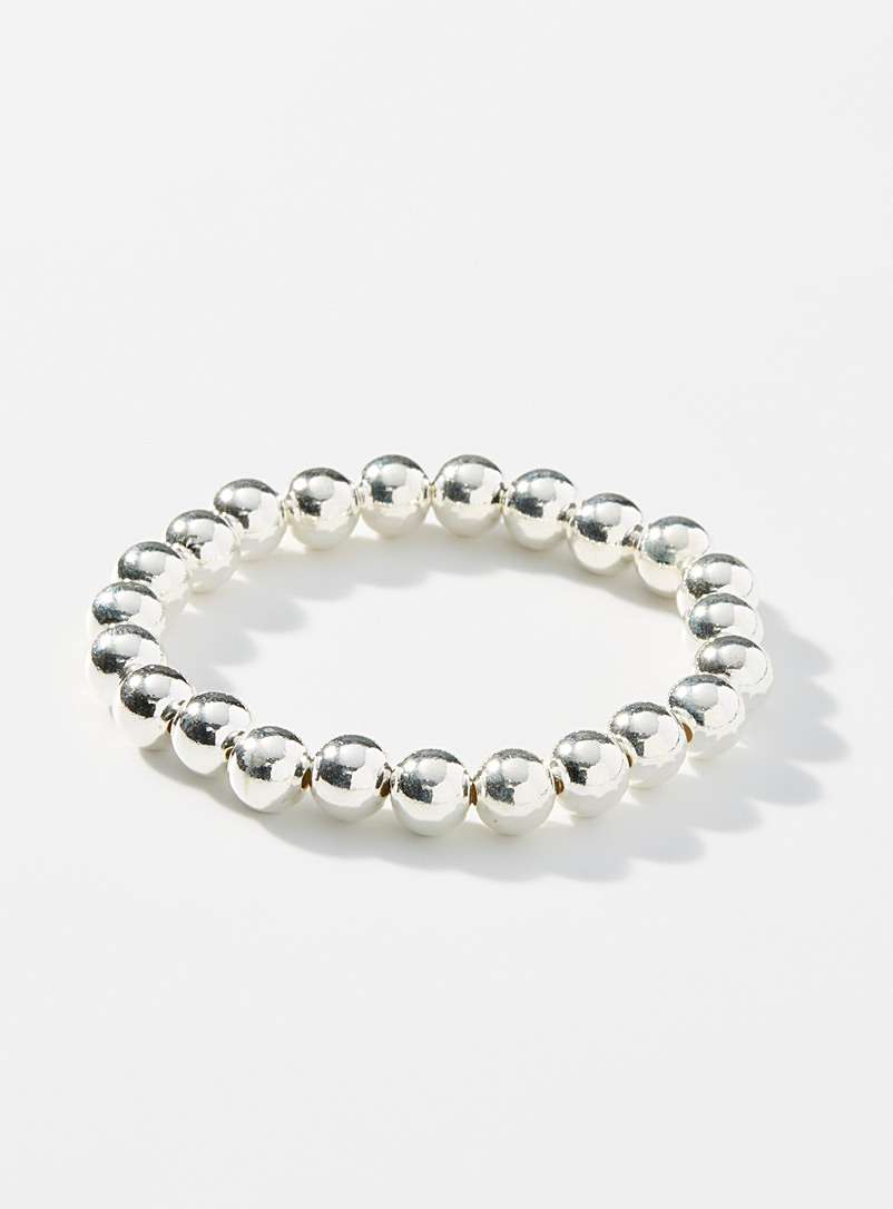 Simons Silver Shimmering beads bracelet for women