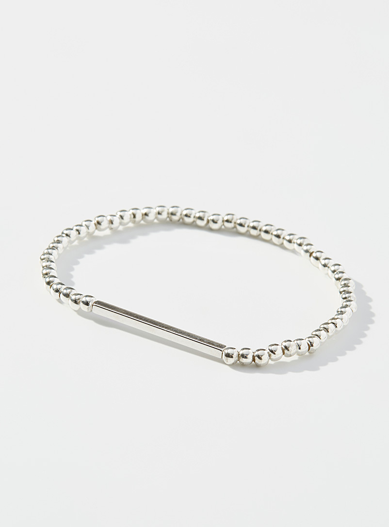 Simons Silver Stem and silver bead bracelet for women