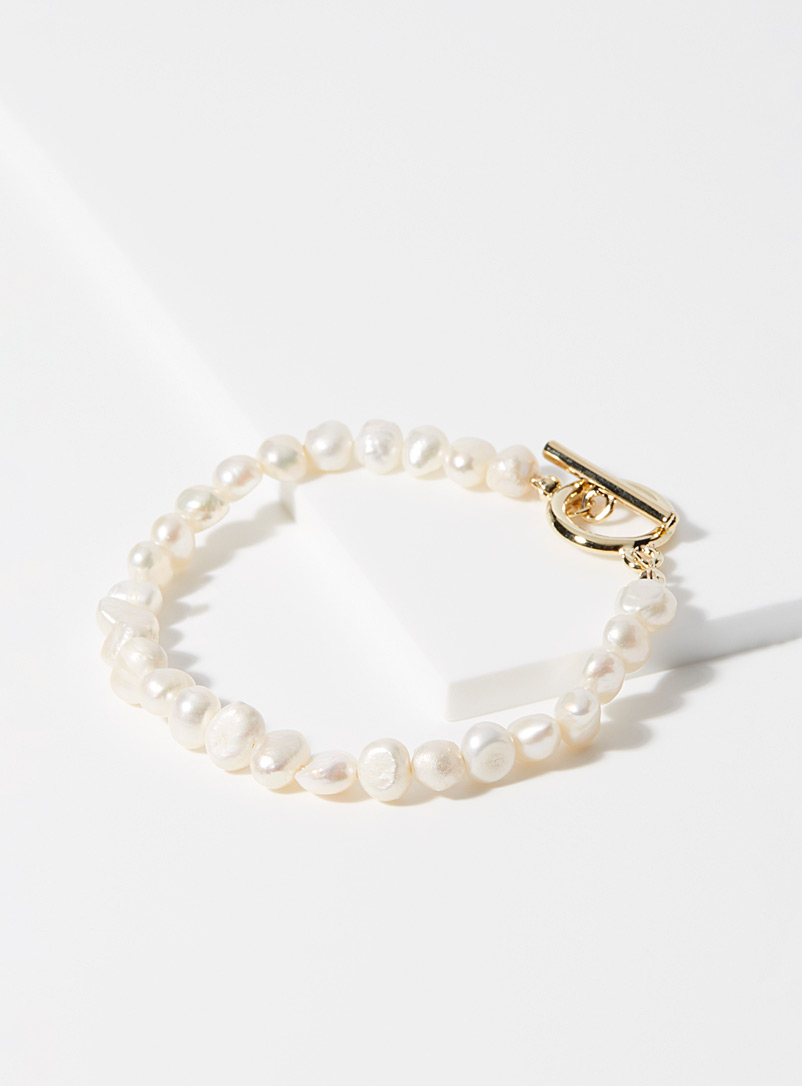 Simons: Le bracelet perles cultivées Jaune à motifs pour femme