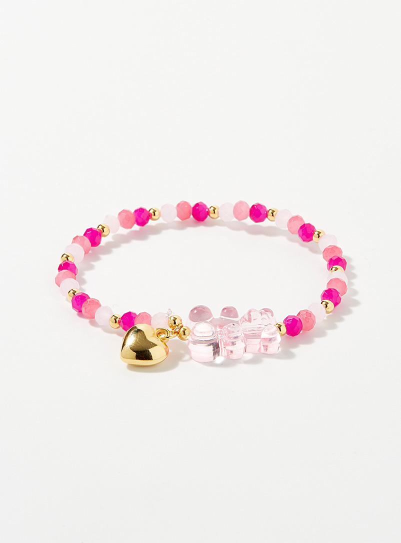 Simons Pink Heart and teddy bear bracelet for women