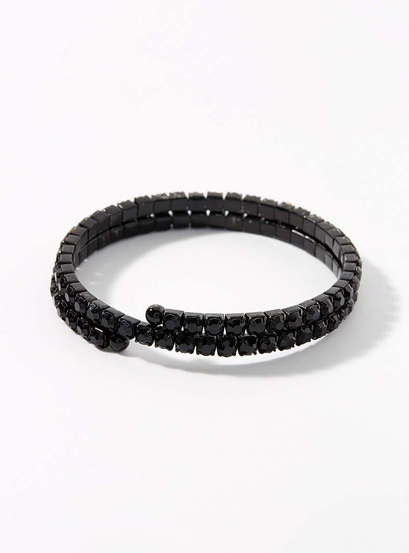 Simons: Le bracelet rigide cristaux noirs Noir pour femme