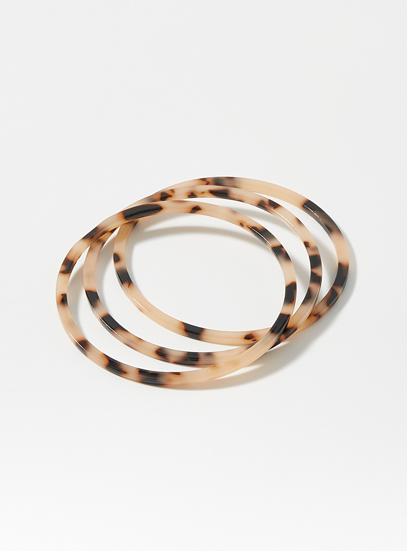 Simons Ivory/Cream Beige Tortoiseshell acetate bracelets Set of 3 for women