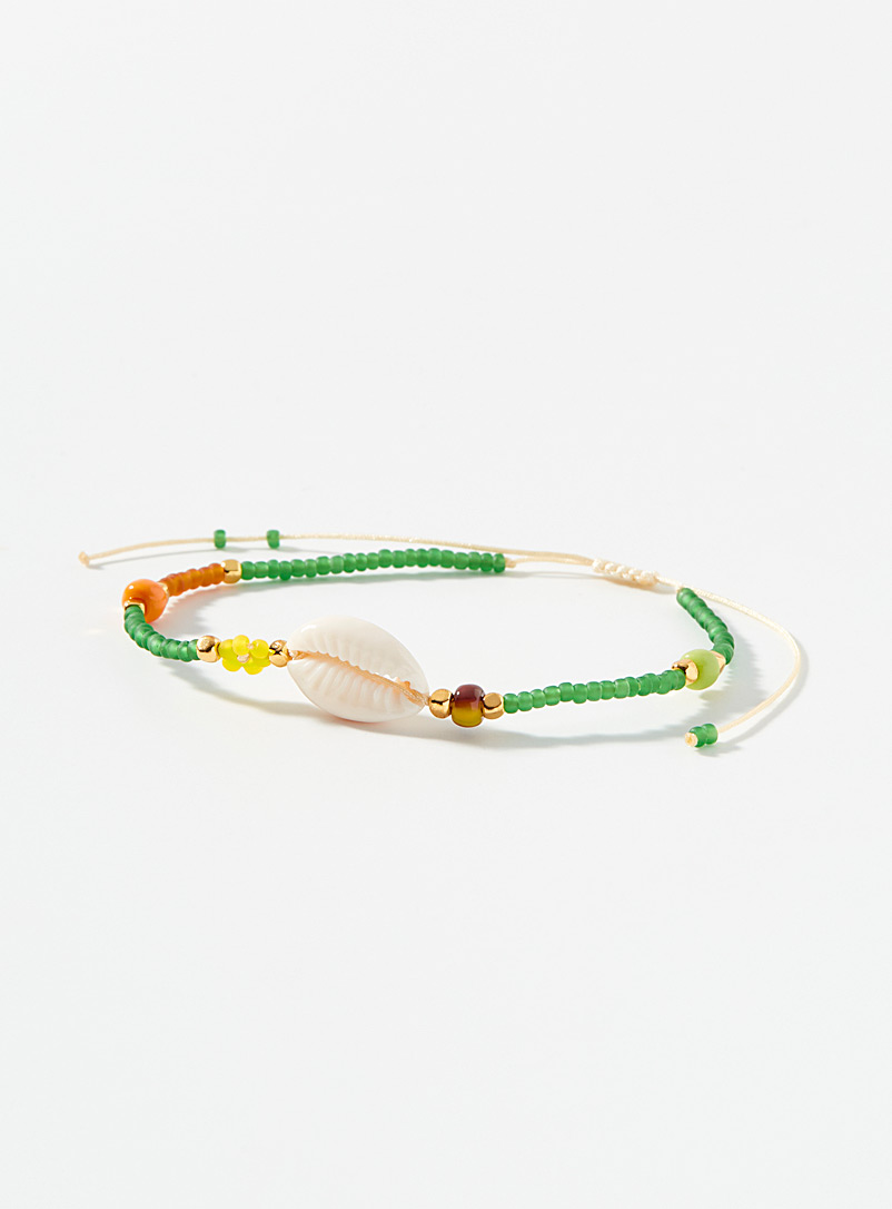 Simons: Le bracelet de billes coquillage Vert à motifs pour femme