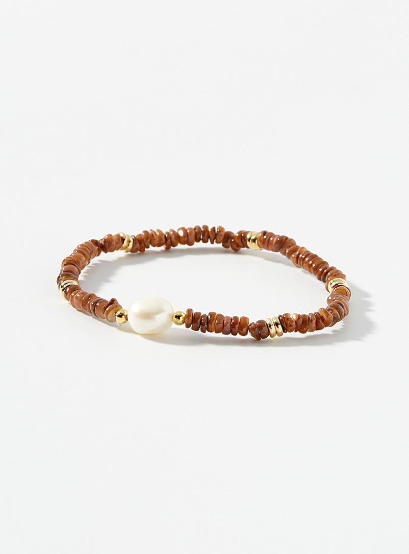 Simons Chocolate/Espresso Baroque pearl beaded bracelet for women