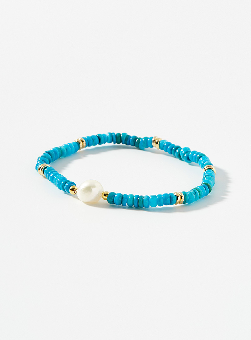 Simons: Le bracelet de billes perle baroque Sarcelle - Turquoise pour femme