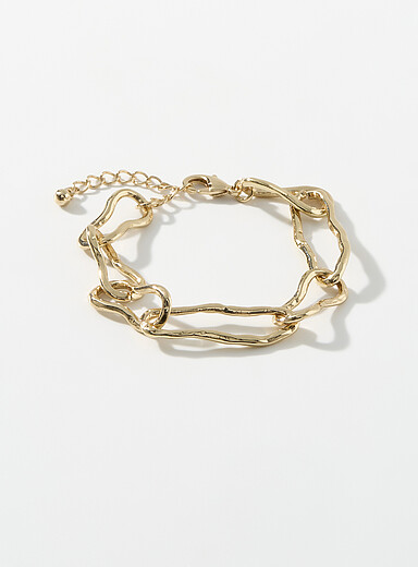 Long hammered oval-link bracelet
