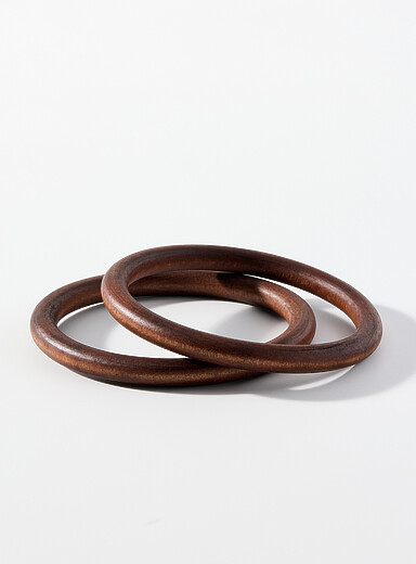 Les bracelets jonc effet bois Ensemble de 2