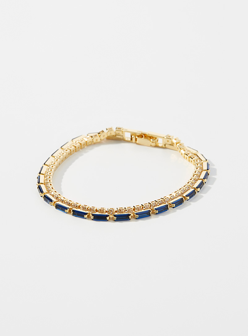 Simons Patterned Blue Faceted crystal bracelet for women