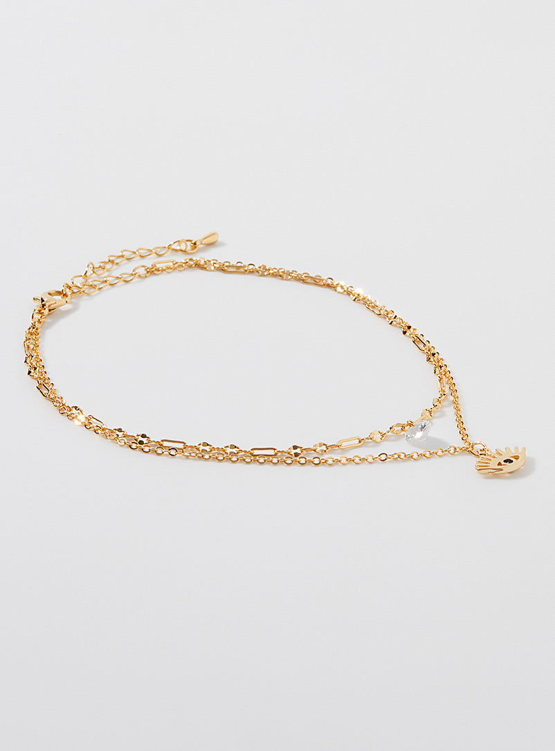 Simons Assorted Evil eye double-row ankle chain for women
