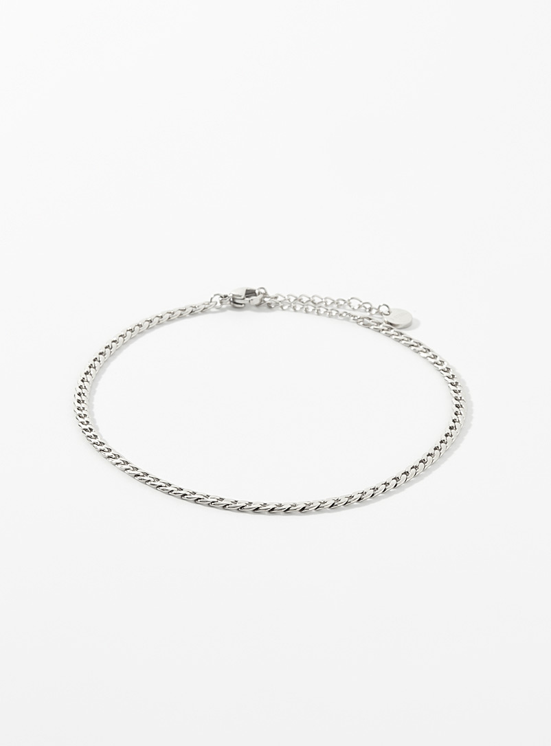 Simons Silver Curb-link ankle chain for women