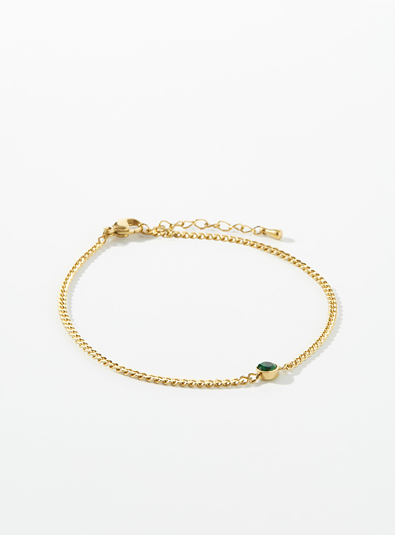 Simons: Le bracelet de cheville pierre facettée Vert pour femme