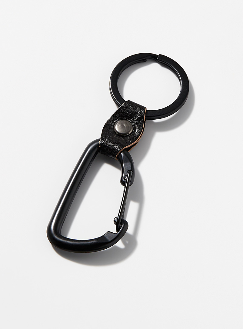 Matte Black Ring And Carabiner Keychain