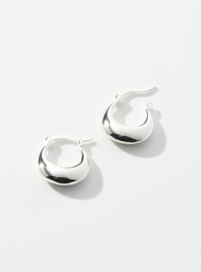 Small voluminous silver hoops product image (primary)