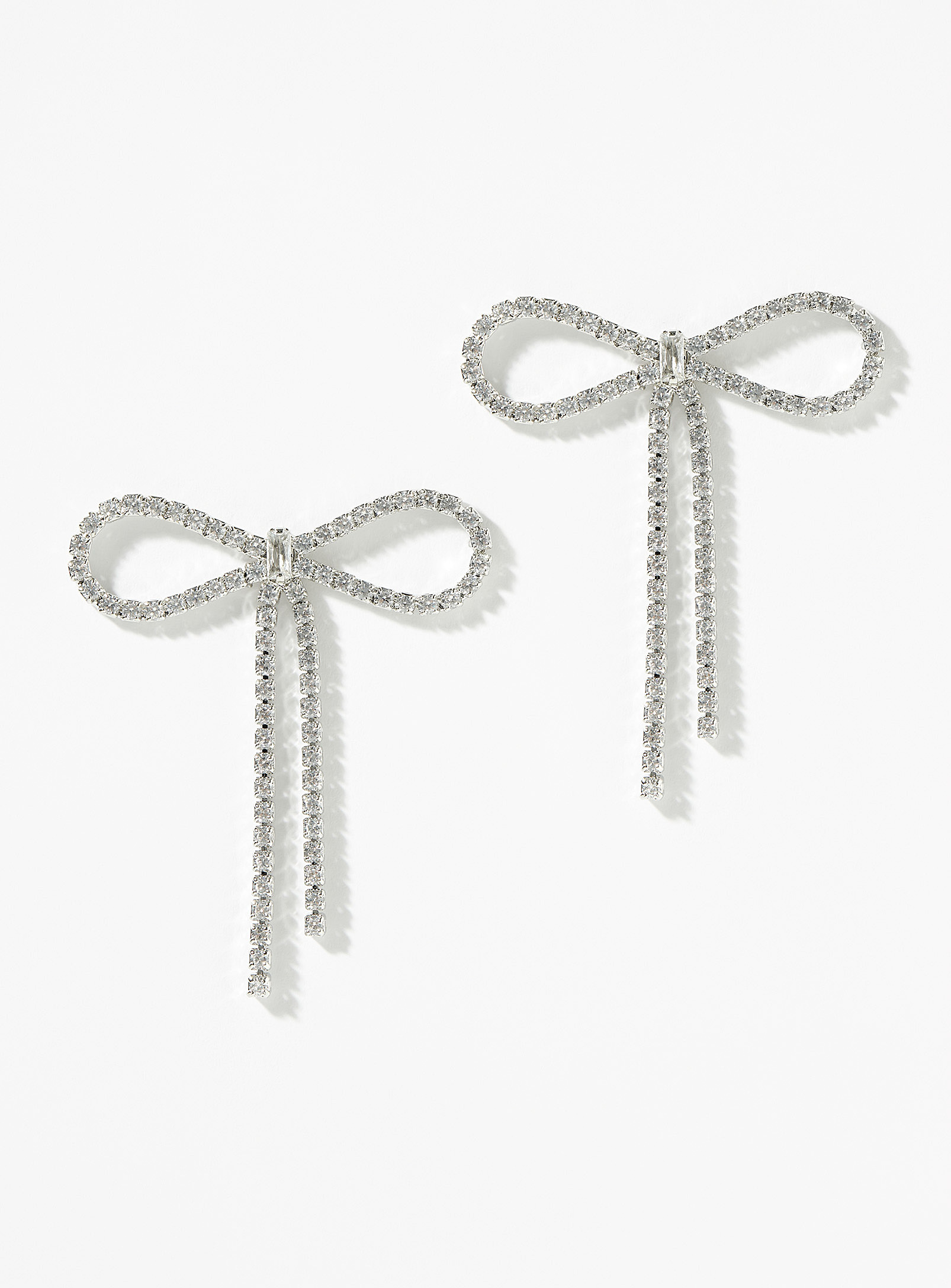 Simons - Women's Crystal bow earrings