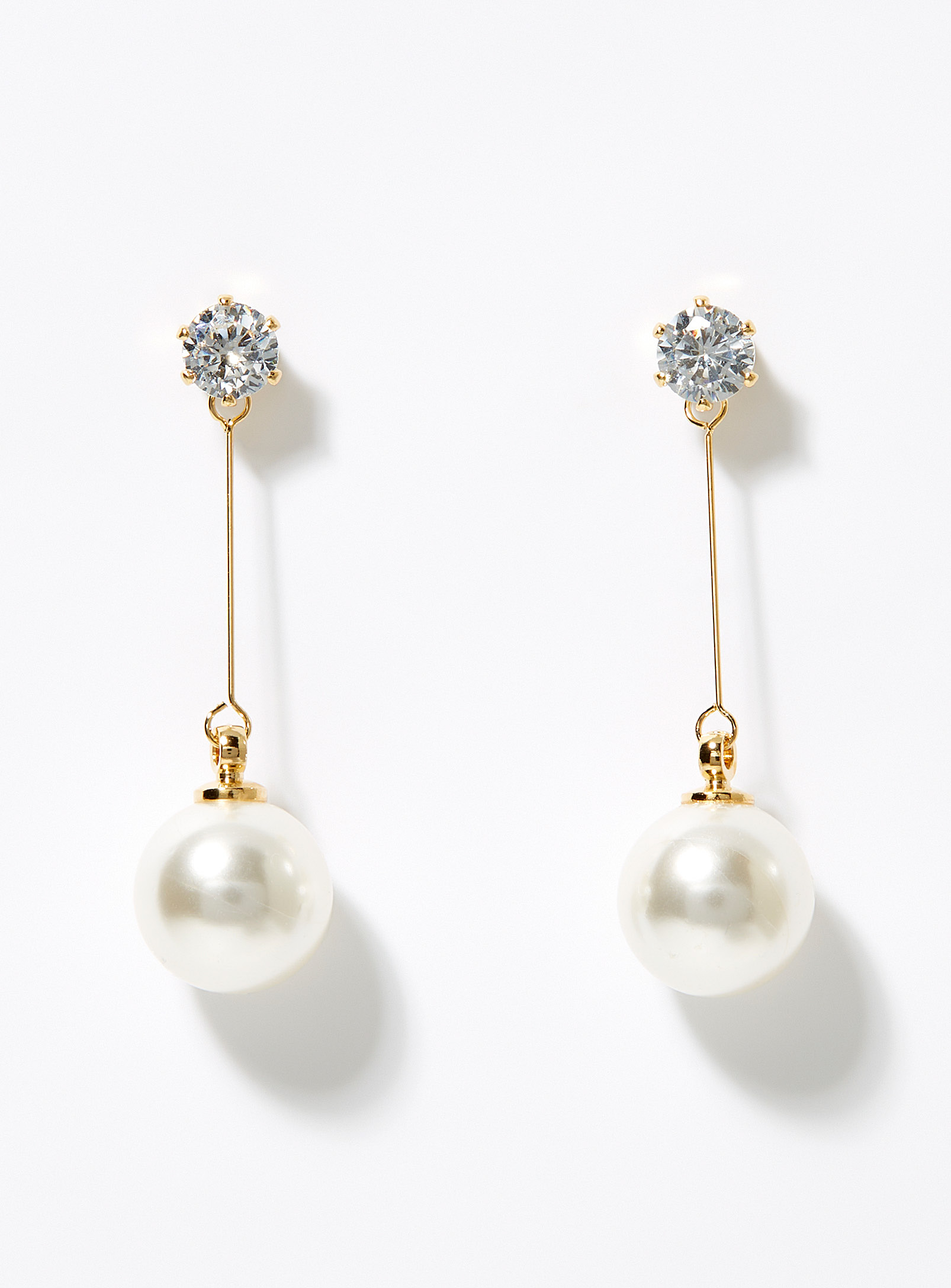 Simons - Women's Crystal and pearl pendant earrings