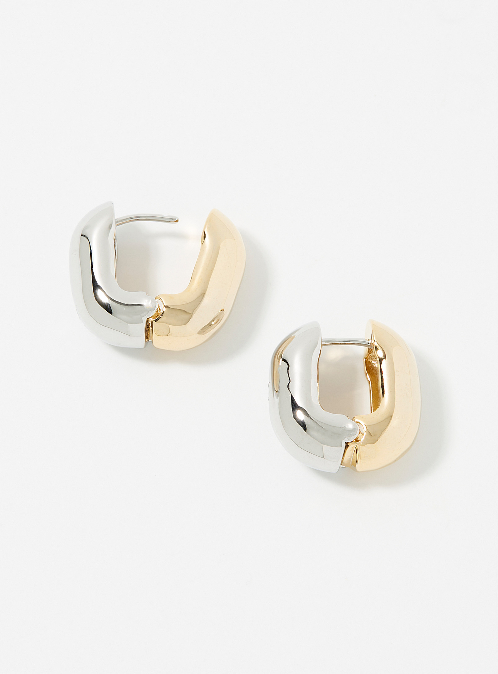 Simons - Women's Two-tone oval Hoop Earrings