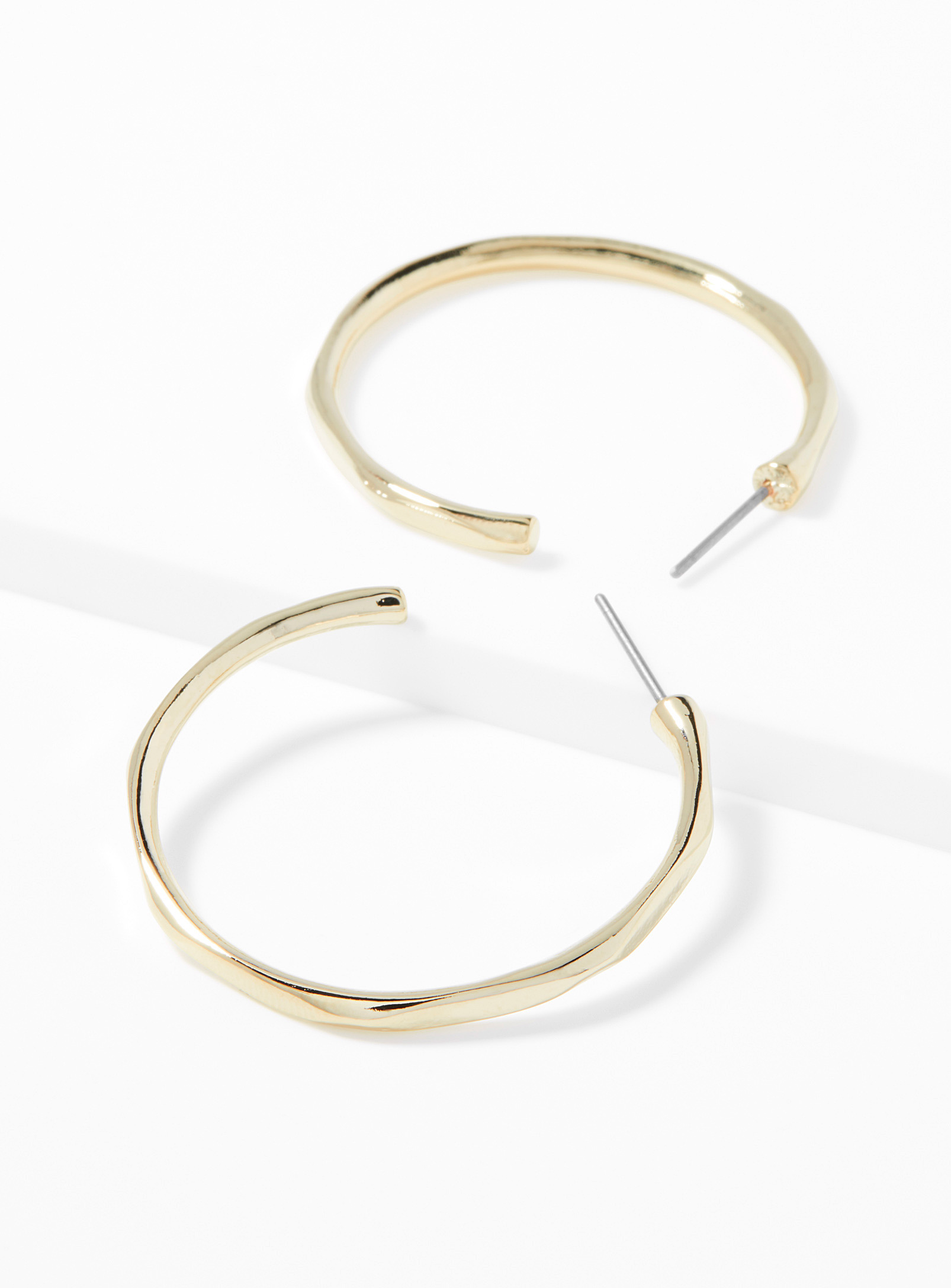 Simons - Women's Gold hammered Hoop Earrings