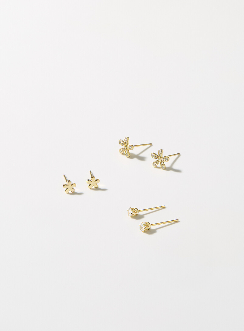 Floral Small Earrings Set Of 3