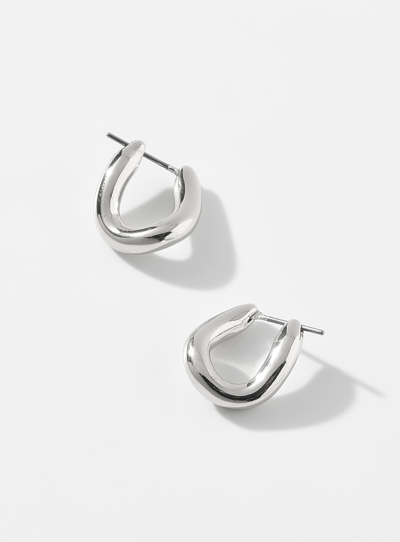 Twisted-oval small hoops product image (primary)