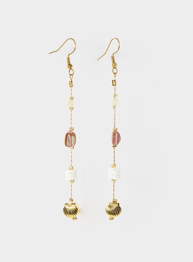 Ocean Stone Long Post Earrings