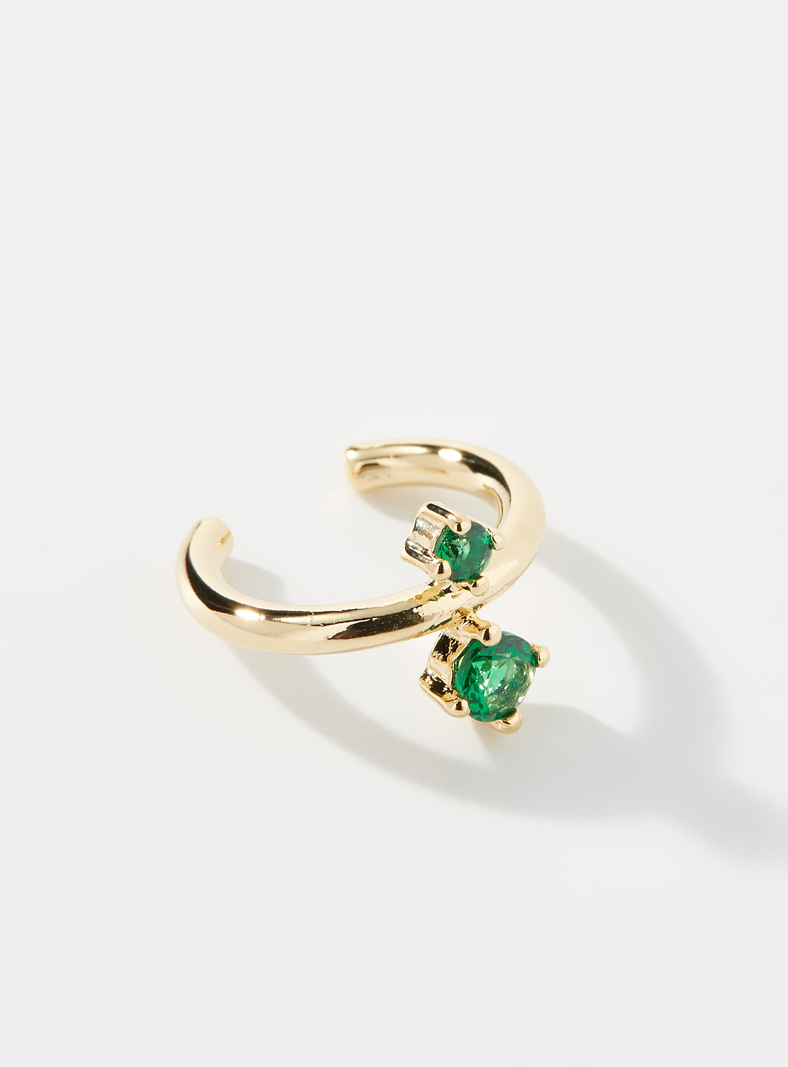 Simon's Small Crystal Ear Cuff In Patterned Green