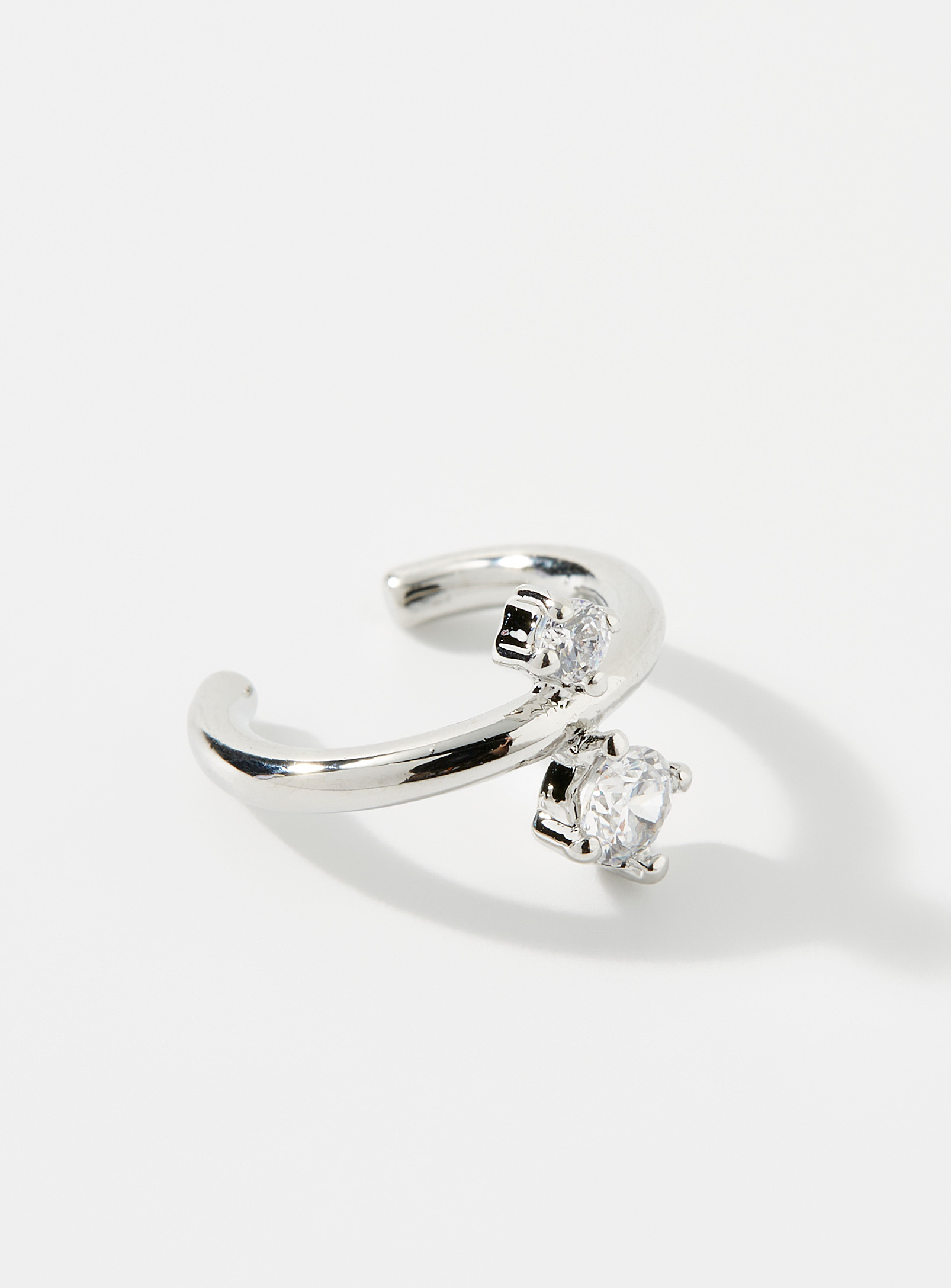 Simon's Small Crystal Ear Cuff In Silver