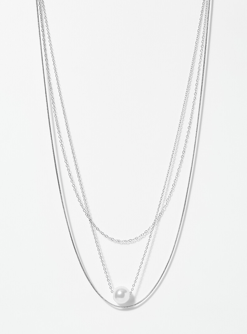 Pearly bead multi-strand necklace product image (primary)