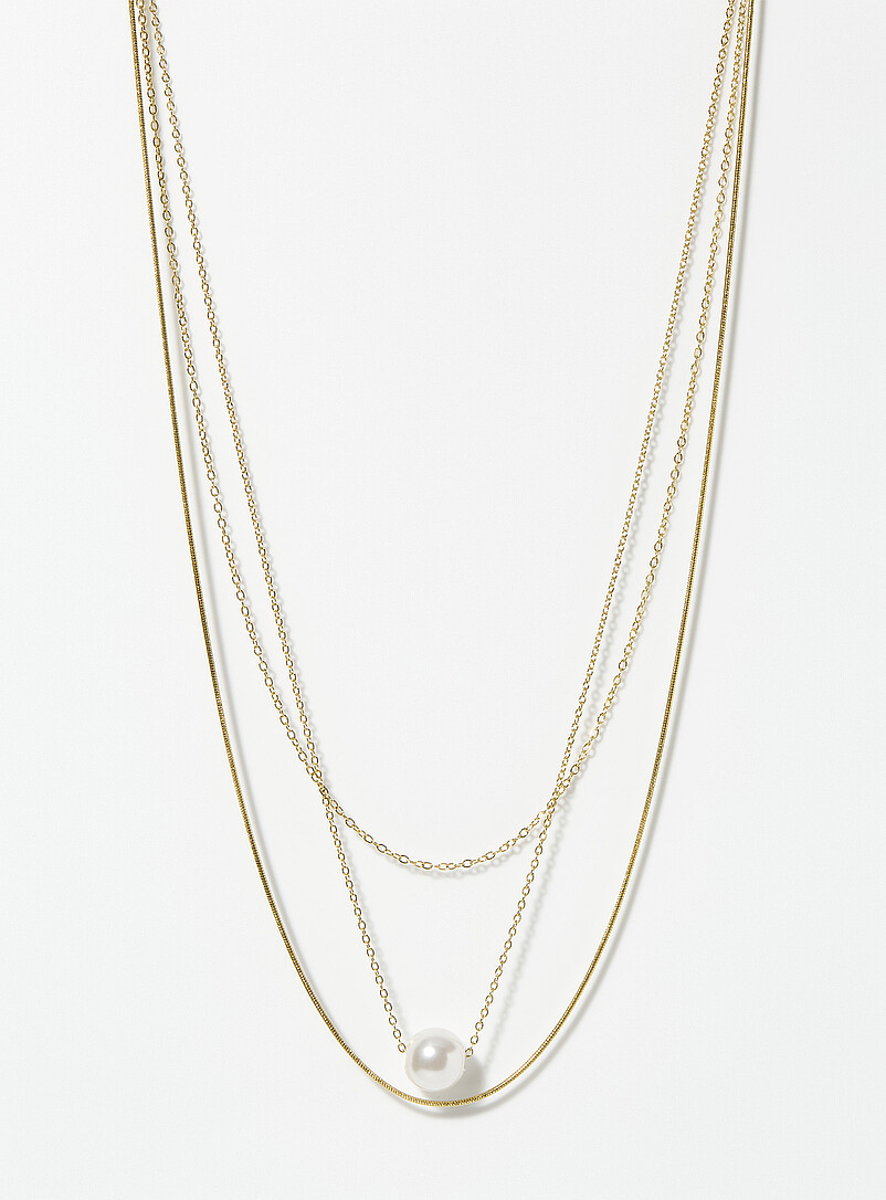 Pearly Bead Multi-Strand Necklace