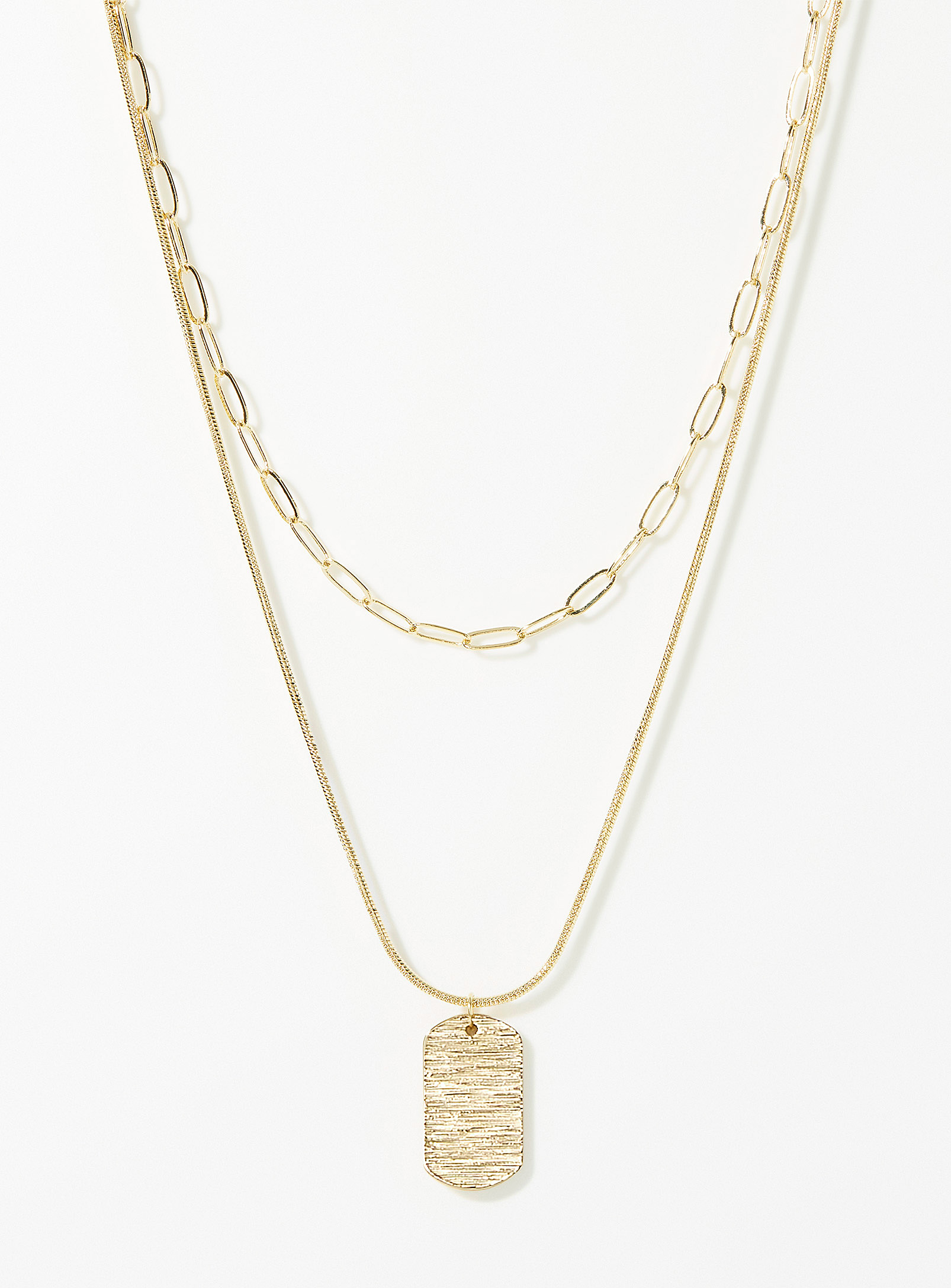 Simons - Women's Grooved medallion double-row chain
