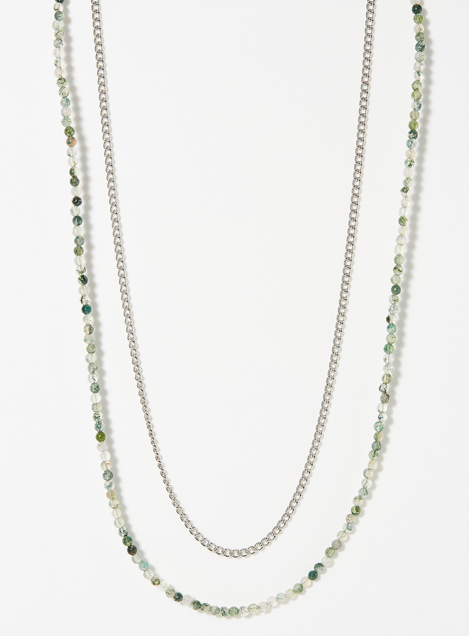 Le 31 Double-row Chain And Stone Necklace In Green