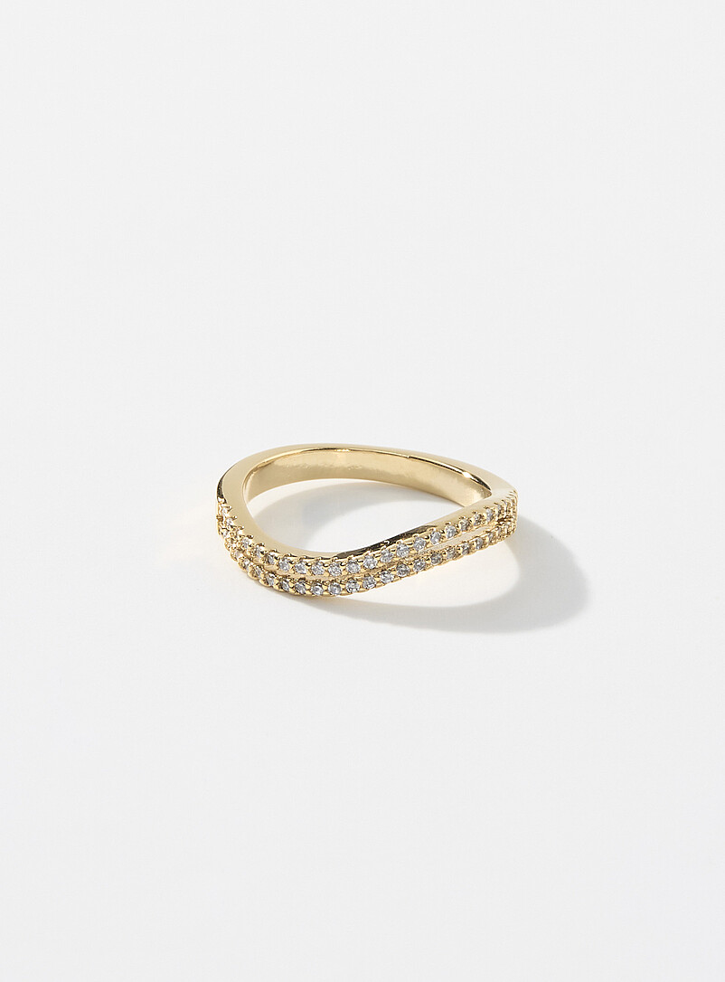 Mini-Stone Double-Like Wavy Ring