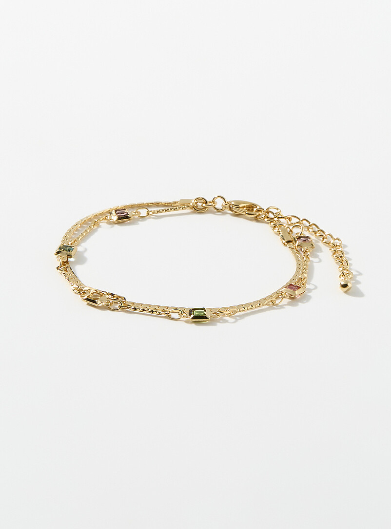 Square And Colourful Stone Bracelet