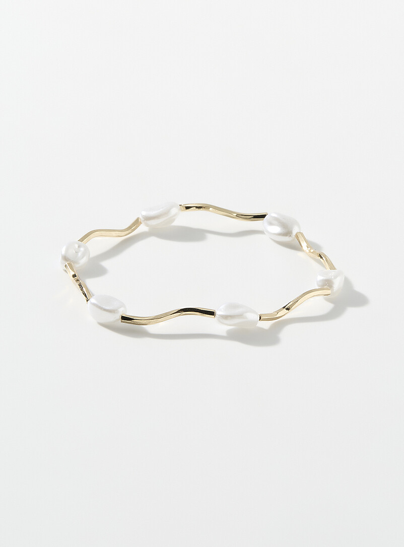 Wavy Rod And Pearl Bracelet