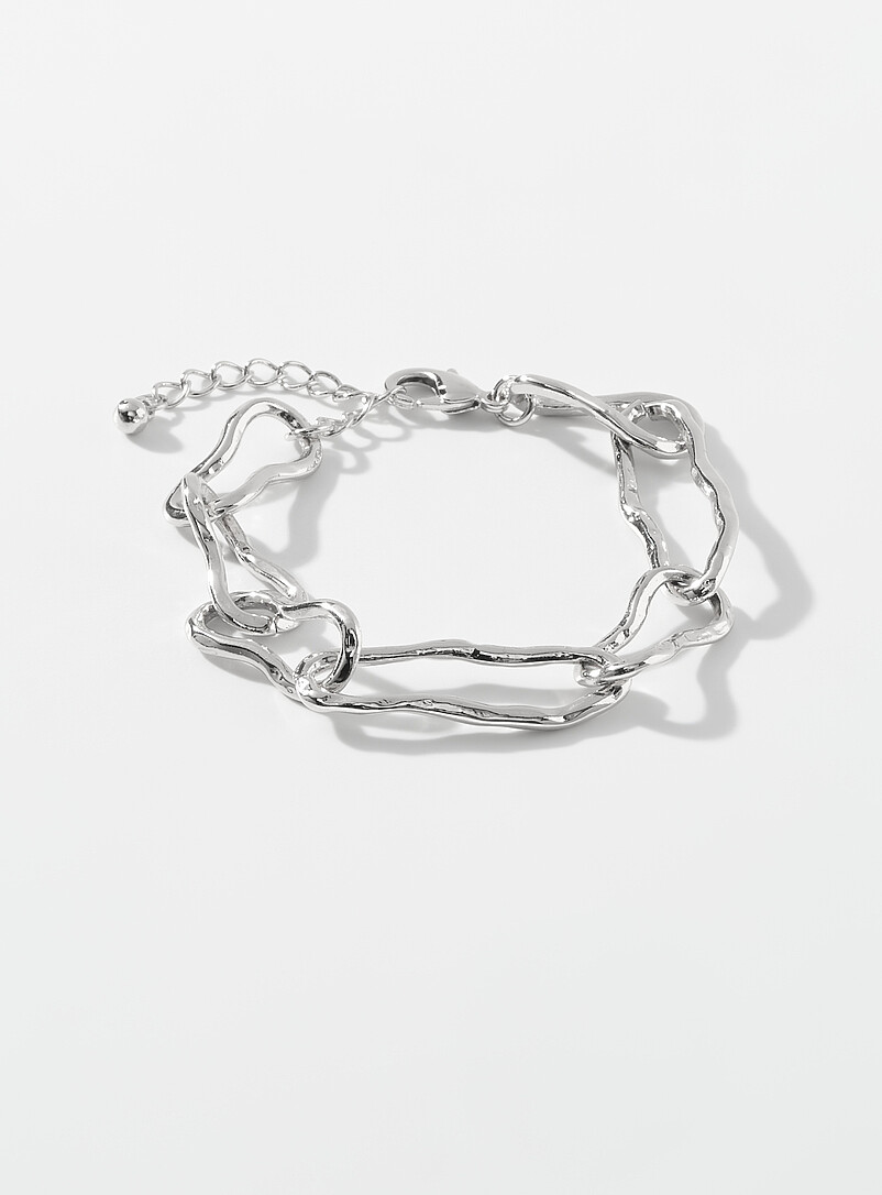 Long Hammered Oval-Link Bracelet