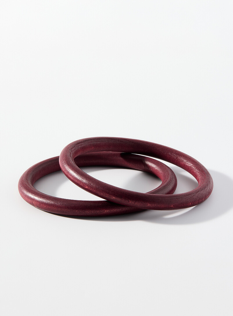 Faux-Wood Bangles Set Of 2