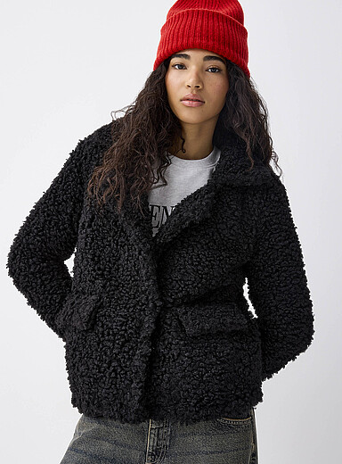 THINK FUR Curly Eco Fur Jacket think fur Curly Fur 2way Collar 