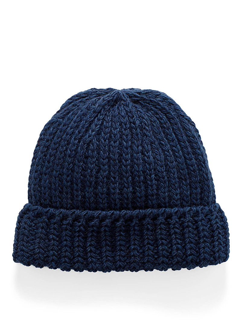 Le 31 Marine Blue Wide rib-knit tuque for men