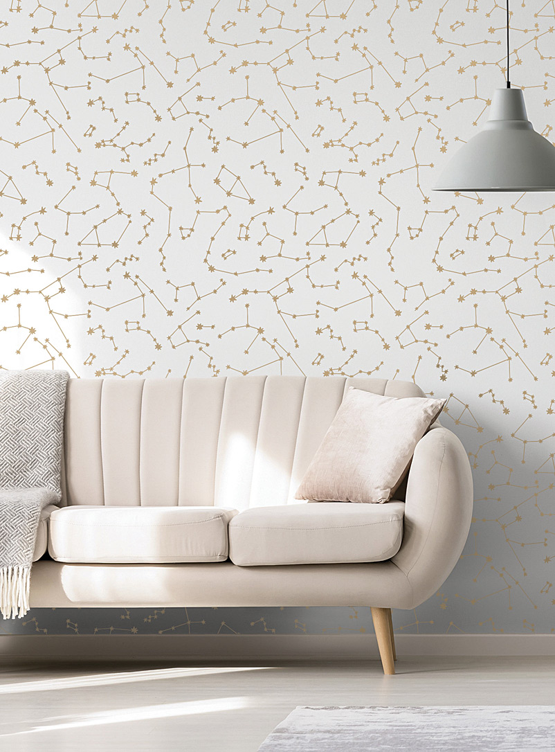 Turquoise Palace + Tempaper White Constellations in a bright sky self-adhesive wallpaper strip 2.5 square meters