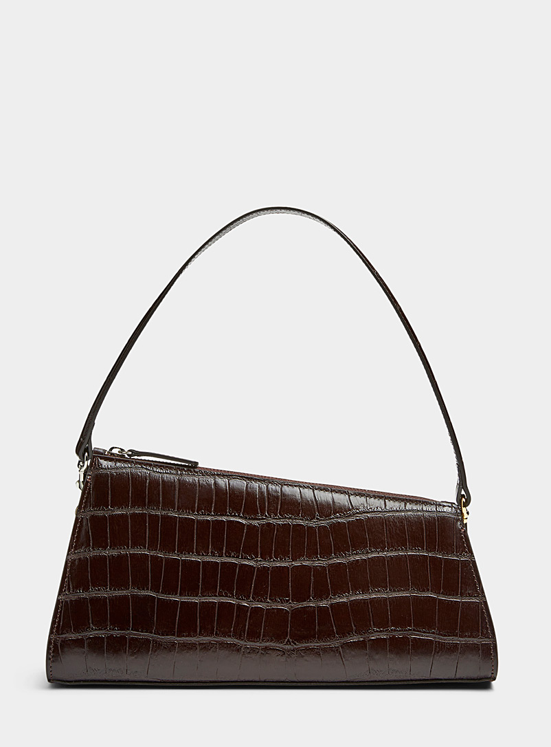 Little Liffner Dark Brown Angular leather baguette bag for women