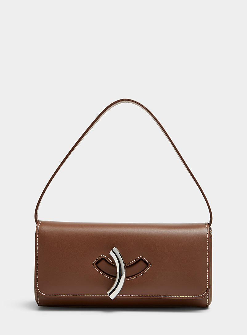Little Liffner Dark Brown Maccheroni mini baguette bag for women
