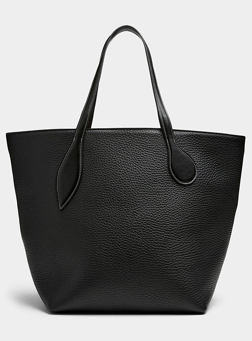 Little Liffner Black XL grained leather tote for women
