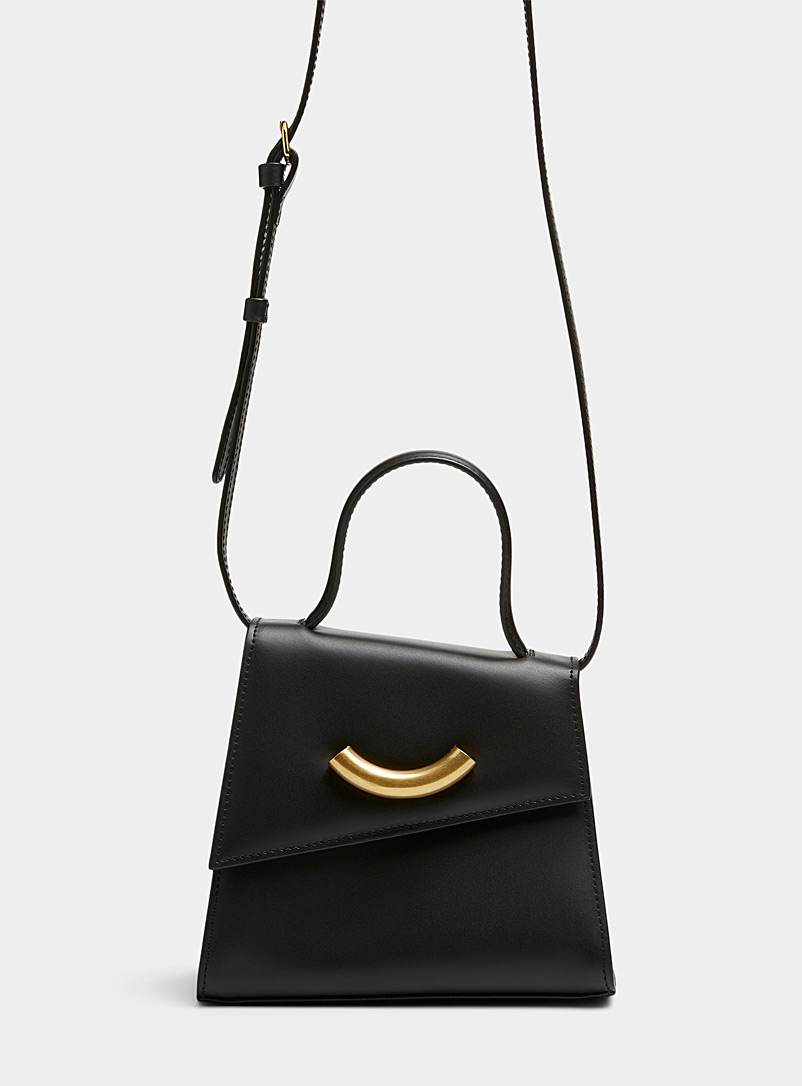 Little Liffner Black Maccheroni angular leather flap bag for women
