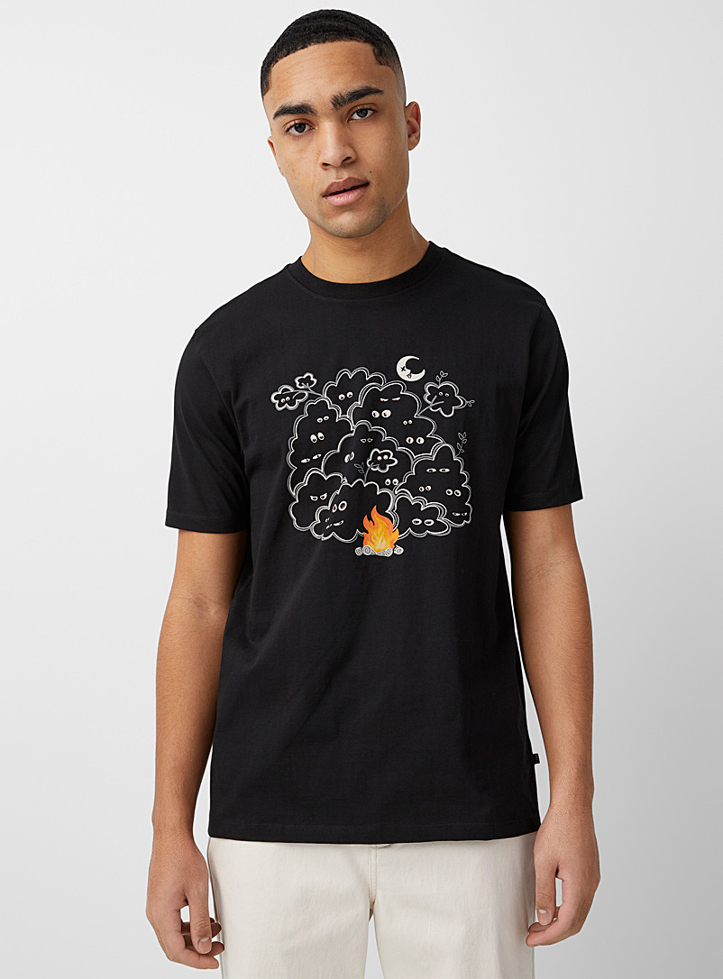 Djab Black Animated doodle T-shirt for men